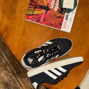 adidas Black and White Suede Low-Top Sneakers